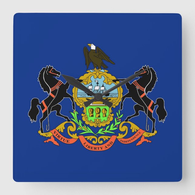Wanduhr mit Flagge von Pennsylvania, USA (Vorderseite)