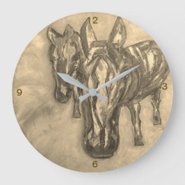 Wanduhr Pferde in Sepia