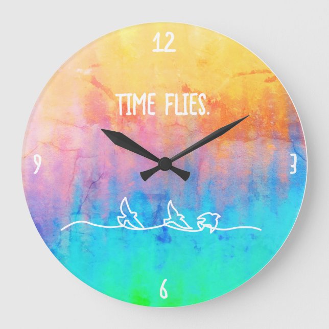 Wanduhr Rainbow Rustical  (Time Flies.) (Vorderseite)