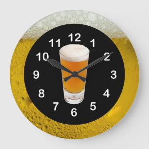 Wanduhr Schwarz Gold Die Zeit ist Bier O'Clock