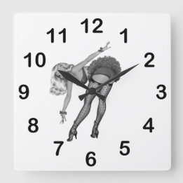 Wanduhr Schwarz Weiß PinUp Mädchen (19)