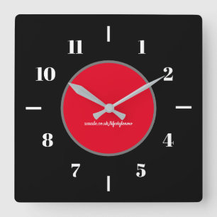 Wanduhr - Schwarzer Hintergrund Roter Kreis Modern