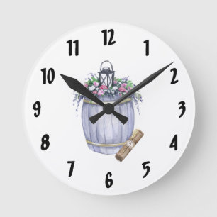 Wanduhr Sommer Landhochzeit Rustikal Aquarell
