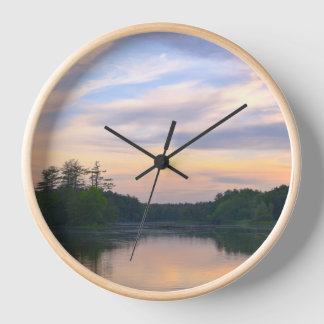 Wanduhr Sunset Forest Lake