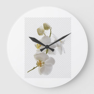 Wanduhr Weiße Blumen – Florale Eleganz