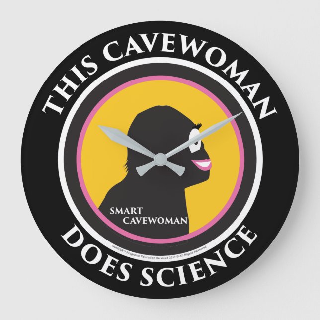 Wanduhr-Wissenschafts-SmartCavewoman Große Wanduhr (Vorderseite)