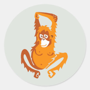 Wangenaffen - ORANGUTAN - Ape - Wildtiere - Runder Aufkleber