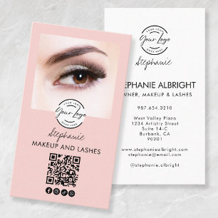 Wangenrot Schrift-Logo QR-Code Foto Wimpern Studio Visitenkarte