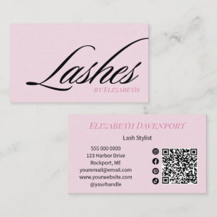 Wangenrotes Pink-Schwarzes Skript Social Icon QR-C Visitenkarte