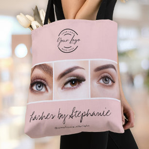 Wangenrotes Schrift-Logo Foto Wimpern Studio Tasche