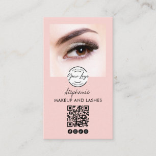 Wangenrotes Schrift-Logo QR-Code Foto Wimpern Stud Visitenkarte