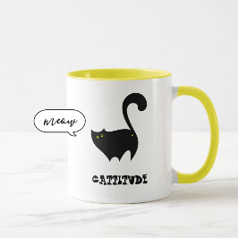Wangenschwarze Katze mit Cattitude Funny Tasse