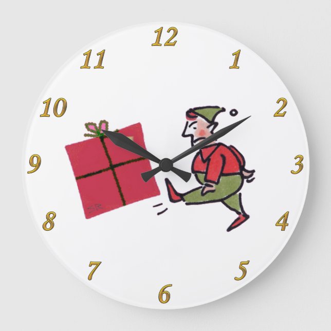 Wangry Elf Große Wanduhr (Vorderseite)