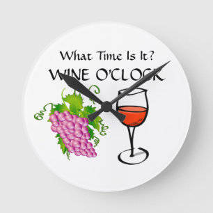 Wann es ist - es ist das lustige WEIN-UHR Runde Wanduhr