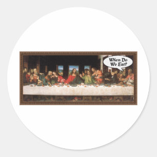 Wann essen wir? - Funny Last Suliday Dinner Runder Aufkleber