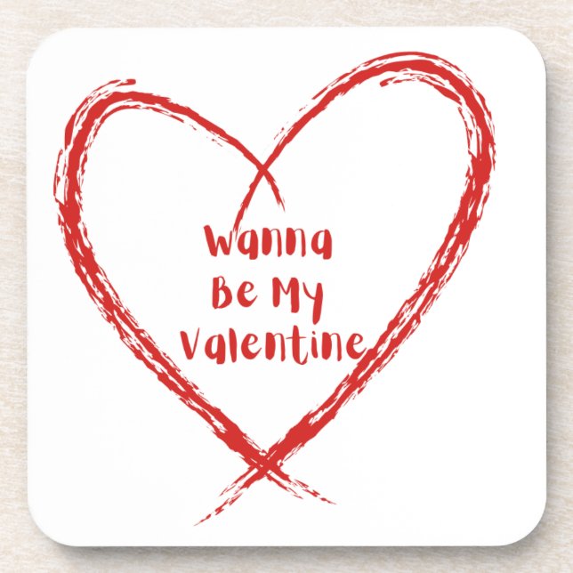 Wanna Be My Valentine im Herzen von Getränkeuntersetzer (Vorderseite)