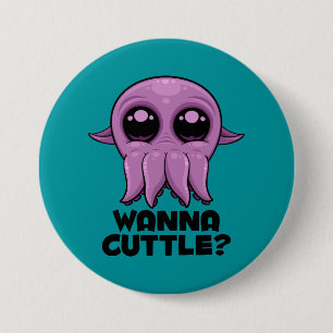 Wanna Cuttle Niedlicher Cartoon Cuttlefish Button