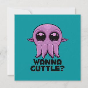 Wanna Cuttle Niedlicher Cartoon Cuttlefish Feiertagskarte