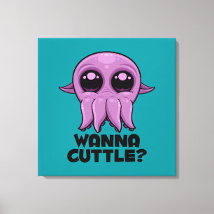 Wanna Cuttle Niedlicher Cartoon Cuttlefish Leinwanddruck