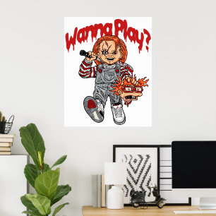 Wanna Play?" Horror-Thema Poster
