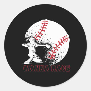 Wanna Race Funny Catcher Bysebyll Throw Softbyll S Runder Aufkleber
