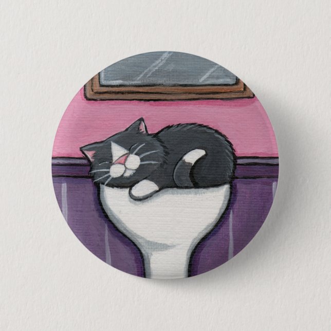 Wannen-Liebe v.03 - Katzen-Knopf Button (Vorderseite)