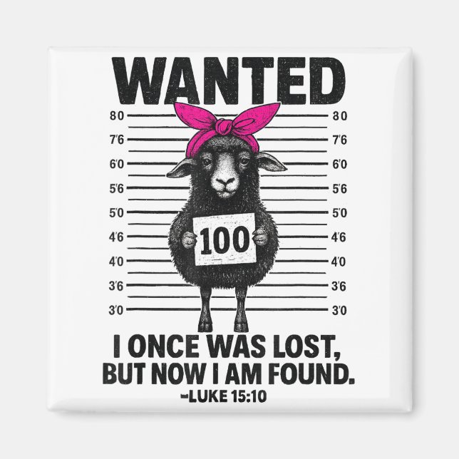 Wanted I Once Was Lost Funny Sheep Quotes Jesus Ch Magnet (Vorne)