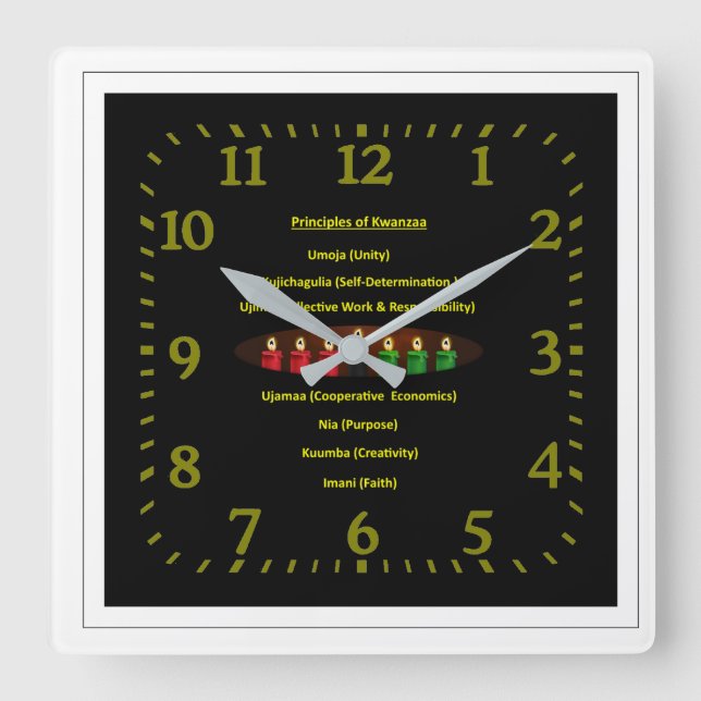 Wanzaa Principles Square Wall Clock 23 Quadratische Wanduhr (Vorderseite)
