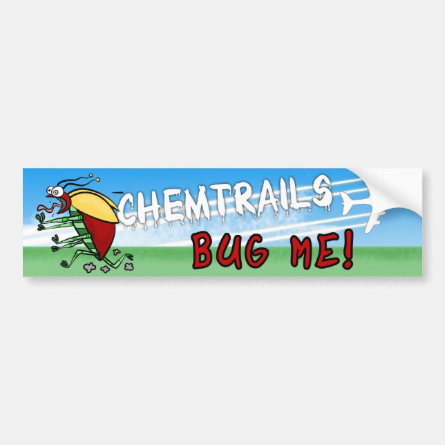 Wanze, die weg von chemtrail Flugzeug läuft Autoaufkleber (Vorne)