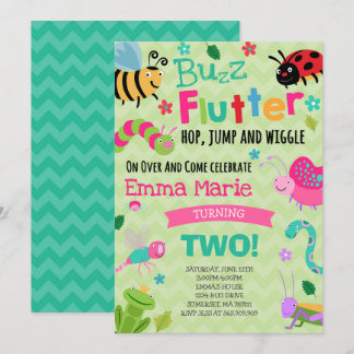 Wanzen-Geburtstags-Einladungs-Mädchen-Rosa hört Einladung