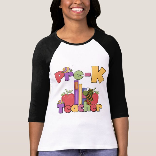 Wanzen und Äpfel Pre-K Lehrer-T-Shirts und T-Shirt (Vorderseite)