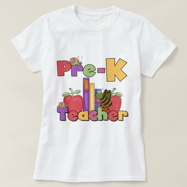 Wanzen und Äpfel Pre-K Lehrer-T-Shirts und T-Shirt (Design vorne)