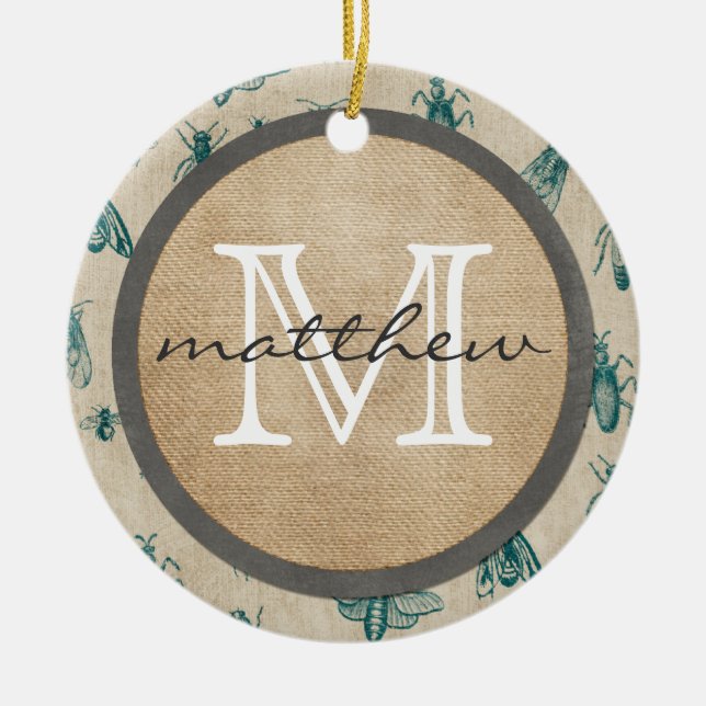 Wanzen-und Insekten-Hintergrund-Monogramm Keramik Ornament (Vorne)