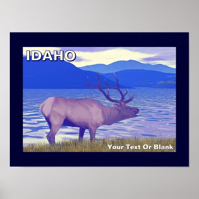 Wapiti (Elch) am See Poster (Vorne)
