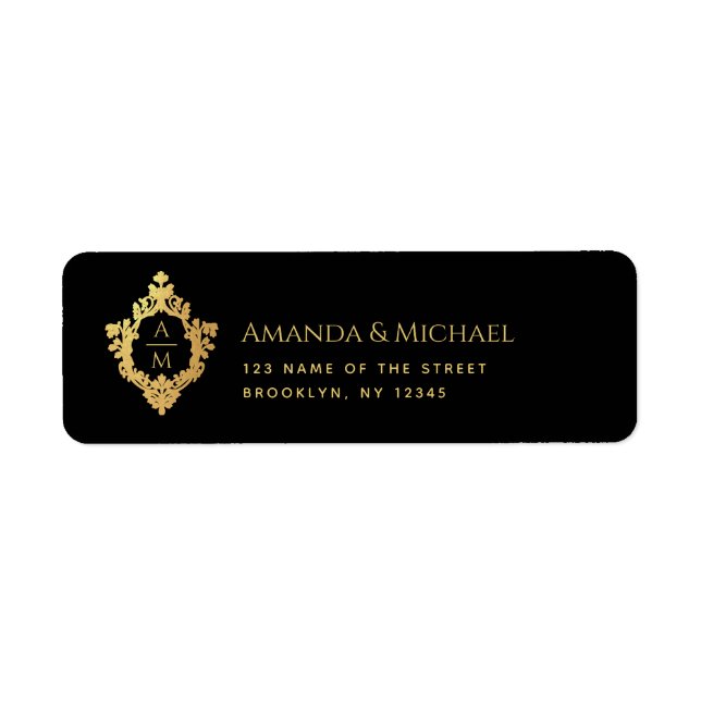 Wappen Black Imitats Gold Elegantes Hochzeitsszena (Vorne)