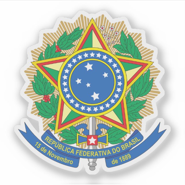 Wappen Brasiliens (1992-präsent, Variante #2) Aufkleber (Vorderseite)