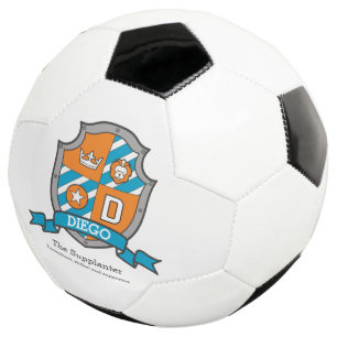 Wappen Brief D orange aquamarine blaue Krone Löwe Fußball