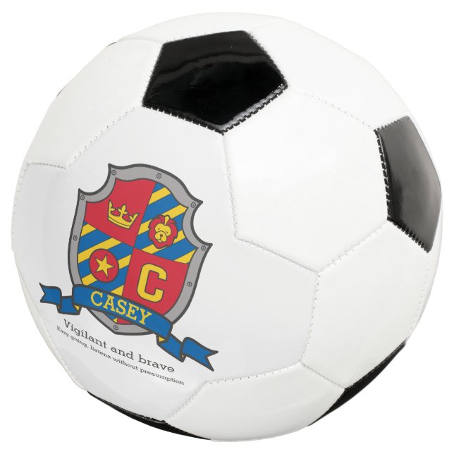 Wappen Buchstabe C Rot-Gelb-Kronen-Löwe Casey Fußball (Dreiviertel)