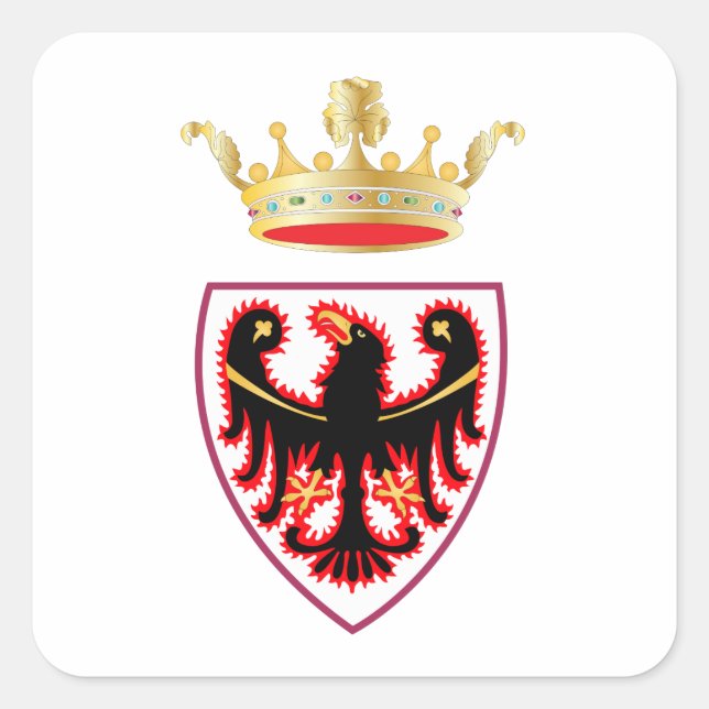 Wappen-Coat des Trentino (Italien) Quadratischer Aufkleber (Vorderseite)