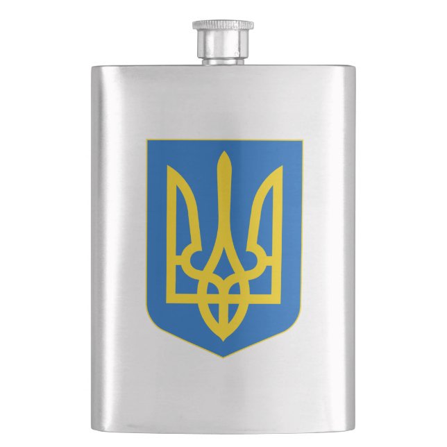 Wappen-Coat in der Ukraine Flachmann (Vorderseite)
