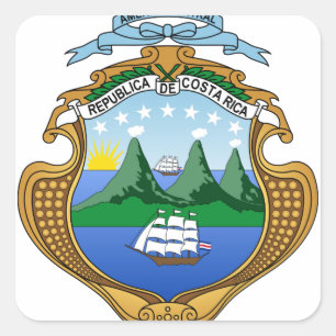 Wappen Costa Ricas - Escudo de Costa Rica Quadratischer Aufkleber