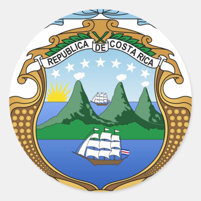 Wappen Costa Ricas - Escudo de Costa Rica Runder Aufkleber (Vorderseite)