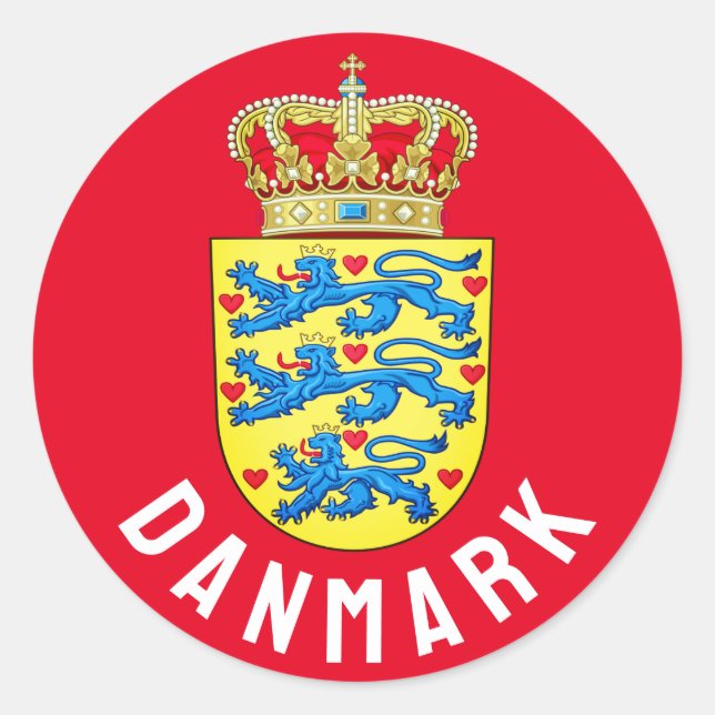 Wappen Dänemarks Runder Aufkleber (Vorderseite)