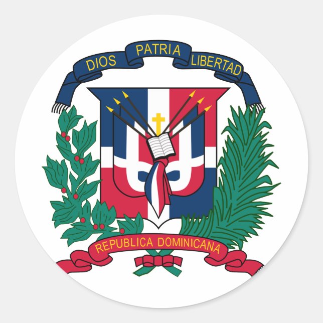 Wappen der Dominikanischen Republik DO Runder Aufkleber (Vorderseite)