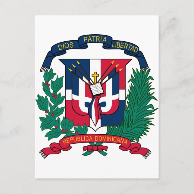 Wappen der Dominikanischen Republik Postkarte (Vorderseite)