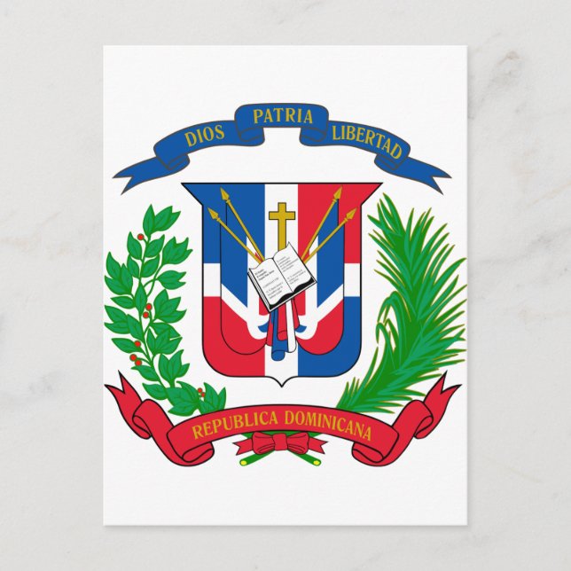 Wappen der Dominikanischen Republik Postkarte (Vorderseite)