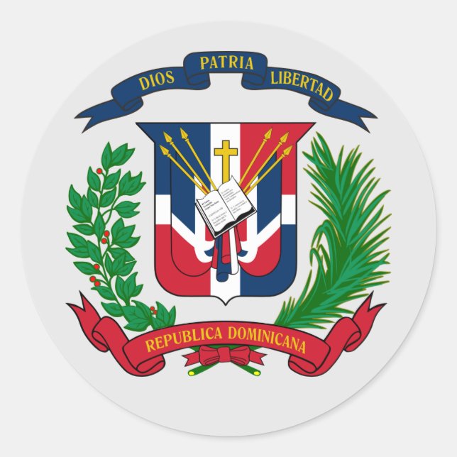 Wappen der Dominikanischen Republik Runder Aufkleber (Vorderseite)