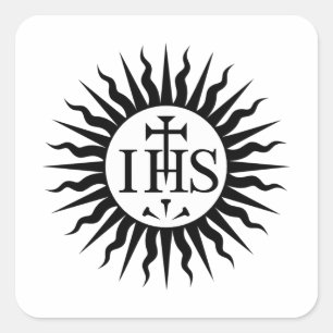 Wappen der Gesellschaft Jesu Monogramm Quadratischer Aufkleber