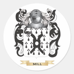 Wappen der Mühle(Irland) (Familienwappen) Runder Aufkleber