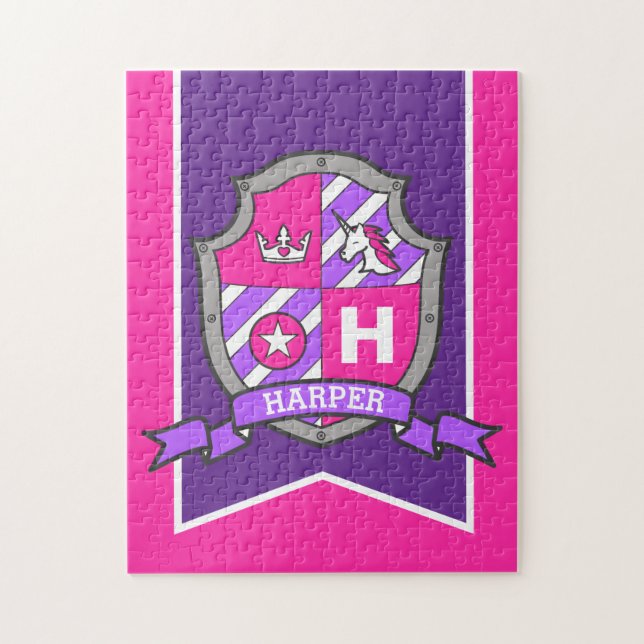 Wappen der Prinzessin personalisiert rosa lila (Vertikal)